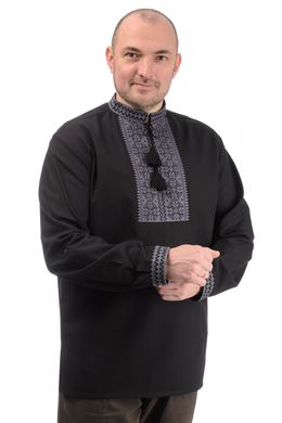 Мужская вышиванка из льна Модерн (черный)