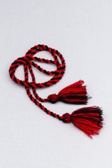Двокольоровий шнурок з китицями (червоно-чорний)