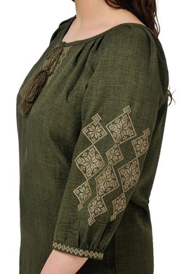 Женская вышиванка Слобожаночка с материала лен "Бохо" (хаки)