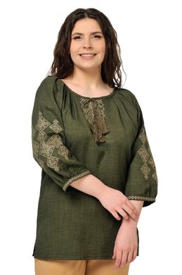 Женская вышиванка Слобожаночка с материала лен "Бохо" (хаки)